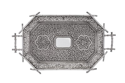 Lot 110 - An early 20th century Anglo – Indian unmarked silver twin handled tray, Karachi circa 1910