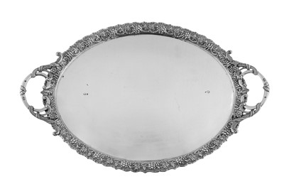 Lot 236 - A late 19th century Ottoman Turkish 900 standard silver twin handled tray, Tughra of Sultan Abdul Hamid II (1876-1909)