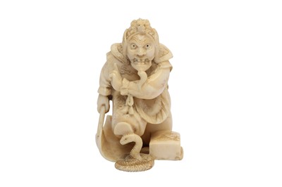 Lot 306 - λ A SMALL OKIMONO OF A BUGAKU DANCER.