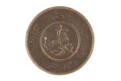 Lot 253 - A LATE 19TH CENTURY SILVER AND GILT DECORATED CHARGER IN THE MANNER OF ZULOAGA