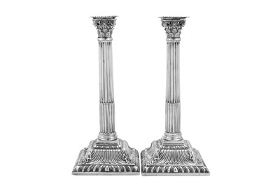 Lot 507 - A pair of early George III sterling silver candlesticks, London 1760 by Louis Black (reg. 30th July 1756)