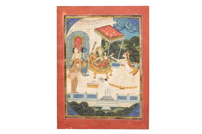 Lot 37 - MAHARAJA TAKHT SINGH OF JODHPUR BEING HANDED A SWORD BY THE GODDESS BAHUCHARA MATA