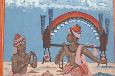 Lot 41 - A SOUTH INDIAN PANDIT AND HIS DISCIPLE ON THEIR WAY TO WORSHIP