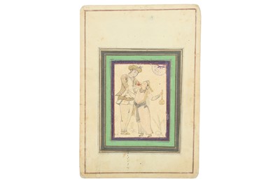 Lot 43 - A MISCELLANEOUS GROUP OF SIX INDO-PERSIAN AND SAFAVID-REVIVAL PAINTINGS AND LOOSE FOLIOS
