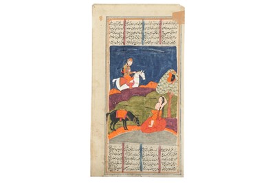 Lot 50 - A GROUP OF EIGHT LOOSE ILLUSTRATED MANUSCRIPT FOLIOS FROM PERSIAN CLASSICS