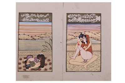 Lot 1029 - NINE INDIAN DECORATIVE PAINTINGS OF EROTIC CONTENT