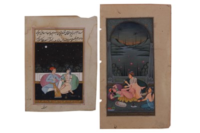 Lot 1029 - NINE INDIAN DECORATIVE PAINTINGS OF EROTIC CONTENT