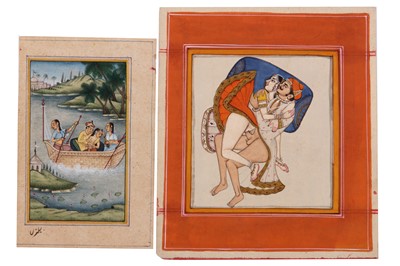 Lot 1029 - NINE INDIAN DECORATIVE PAINTINGS OF EROTIC CONTENT
