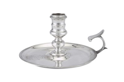 Lot 521 - Duke of Portland - A George III sterling silver chamberstick, London 1776 by John Alderhead (reg. 23rd April 1750)