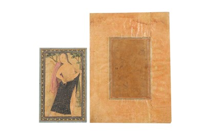 Lot 51 - TWO PERSIAN DRAWINGS: A COURTLY GATHERING AND A BATHING LADY