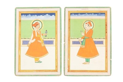 Lot 81 - FOUR STANDING PORTRAITS OF RAJASTHANI RULERS