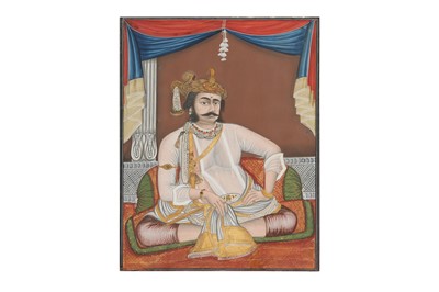 Lot 85 - A LARGE SEATED PORTRAIT OF SHRIMANT JAYAJIRAO SCINDIA, MAHARAJA OF GWALIOR (R. 1843-1886)