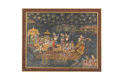 Lot 95 - A LARGE MUGHAL-REVIVAL DIWALI FIREWORKS DISPLAY ON A ROYAL BARGE