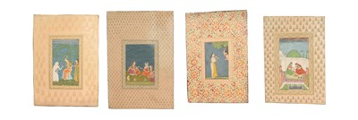 Lot 100 - FOUR ALBUM PAGE ILLUSTRATIONS OF INDIAN COURTLY LADIES