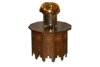 Lot 47 - A SYRIAN HARDWOOD, MOTHER OF PEARL AND MARQUETRY INLAID OCCASIONAL TABLE, EARLY 20TH CENTURY