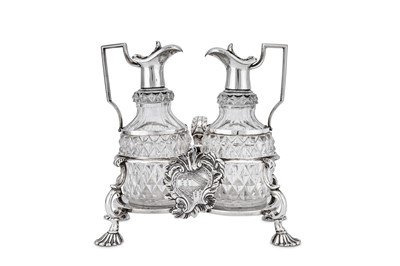 Lot 552 - A George II sterling silver oil and vinegar cruet, London 1753 by Samuel Wood (first reg. 3rd July 1733)