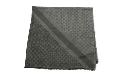 Lot 98 - Gucci Charcoal Grey Wool Monogram  Scarf