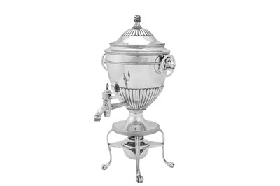 Lot 514 - A George III sterling silver coffee urn, London 1794 by Henry Chawner (reg. 11th Nov 1786)
