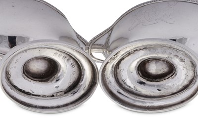 Lot 513 - Earl of Burlington - A pair of George III sterling silver sauceboats, London 1784 by Edward Wakelin and William Taylor (reg. 25th Sep 1776)