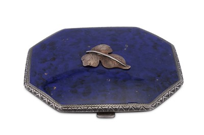 Lot 50 - A mid-20th century Italian 18 carat gold mounted sterling silver and enamel compact, Firenze 1935-44, makers numeral obscured