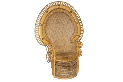 Lot 516 - A LARGE PEACOCK 'EMMANUELLE' RATTAN CHAIR, CIRCA. 1970