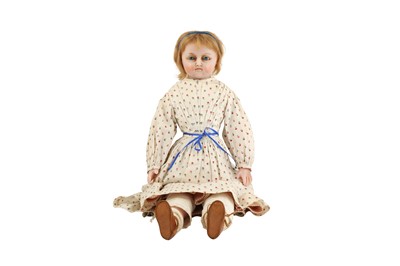 Lot 132 - DOLLS: POURED WAX SHOULDER HEAD DOLL, CIRCA 1860