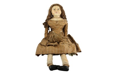 Lot 138 - DOLLS: POURED WAX SHOULDER HEAD DOLL, CIRCA 1870