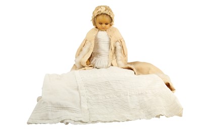 Lot 139 - DOLLS: LUCY PECK POURED WAX SHOULDER HEAD DOLL, CIRCA 1890