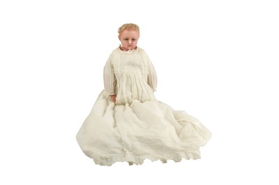 Lot 141 - DOLLS: A SMALL WAX BABY BOY, CIRCA 1885