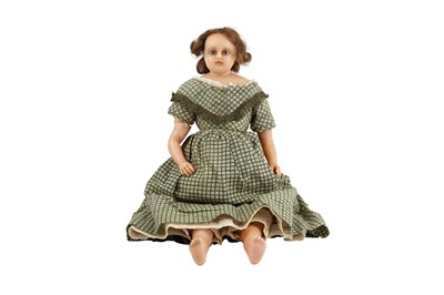 Lot 143 - DOLLS: MONTANARI POURED WAX SHOULDER HEAD DOLL, CIRCA 1875