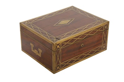 Lot 348 - A BRASS BOUND MAHOGANY JEWELLERY CASKET, 19TH CENTURY