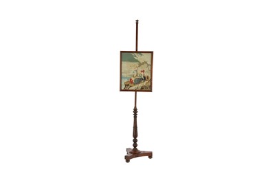 Lot 63 - A WALNUT POLE SCREEN, 19TH CENTURY