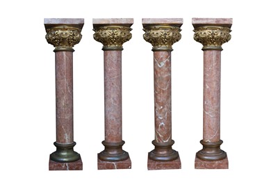 Lot 140 - A SET OF FOUR LATE 19TH / EARLY 20TH CENTURY MARBLE AND ORMOLU COLUMNS