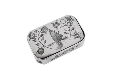 Lot 271 - An early 20th century Iraqi silver and niello snuff box, circa 1910