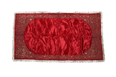 Lot 406 - A COVER OF CHERRY RED SATIN SILK