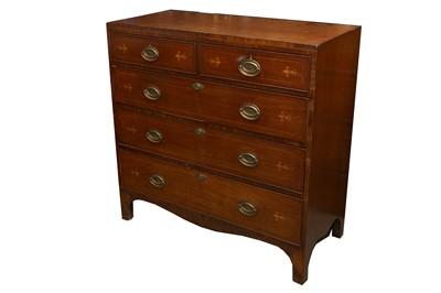 Lot 21 - A GEORGE III MAHOGANY AND INLAID CHEST