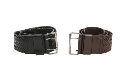 Lot 675 - Two Prada Woven Leather Belts - Size 80