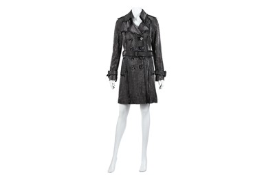 Lot 482 - Burberry Prorsum Black Leather Studded Trench Coat - Size 40