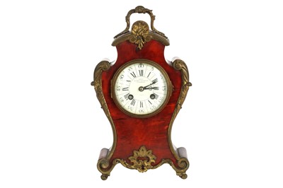 Lot 96 - A FRENCH TORTOISESHELL MANTEL CLOCK, EARLY 20TH CENTURY