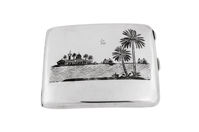 Lot 253 - An early 20th century Iraqi silver and niello cigarette case, Basra or Omara circa 1940 signed Dayil
