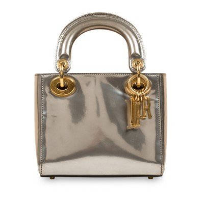 Lot 447 - Christian Dior Glazed Silver Mini Lady Dior Bag