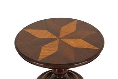 Lot 198 - MINIATURE FURNITURE: A 19TH CENTURY MAHOGANY AND SATINWOOD TILT TOP TABLE