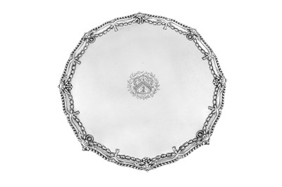 Lot 528 - A George III sterling silver salver, London 1777 by Robert Makepeace & Richard Carter