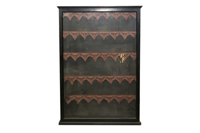 Lot 214 - DISPLAY CABINET: AN EBONISED WOOD RECTANGULAR DISPLAY CABINET, 19TH CENTURY