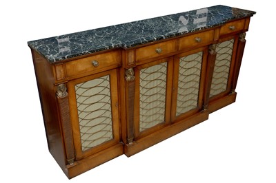 Lot 39 - A TITCHMARSH & GOODWIN OF IPSWICH REGENCY STYLE WALNUT BREAKFRONT BOOKCASE, LATE 20TH CENTURY