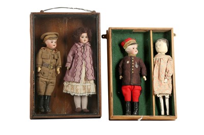 Lot 171 - DOLLS: TWO CONTINENTAL BISQUE HEAD DOLLS, PROBABLY GERMAN, EARLY 20TH CENTURY