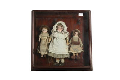 Lot 183 - DOLLS: THREE CONTINENTAL BISQUE HEAD DOLLS, PROBABLY GERMAN, EARLY 20TH CENTURY