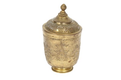 Lot 299 - AN OTTOMAN GILT COPPER (TOMBAK) LIDDED CUP