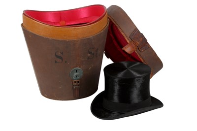 Lot 968 - A BLACK BEAVER SKIN TOP HAT BY KNOX OF NEW YORK