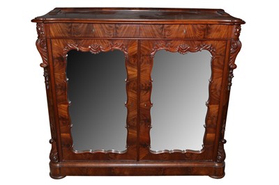 Lot 37 - A CONTINENTAL FLAME MAHOGANY SIDE CABINET, CIRCA 1900